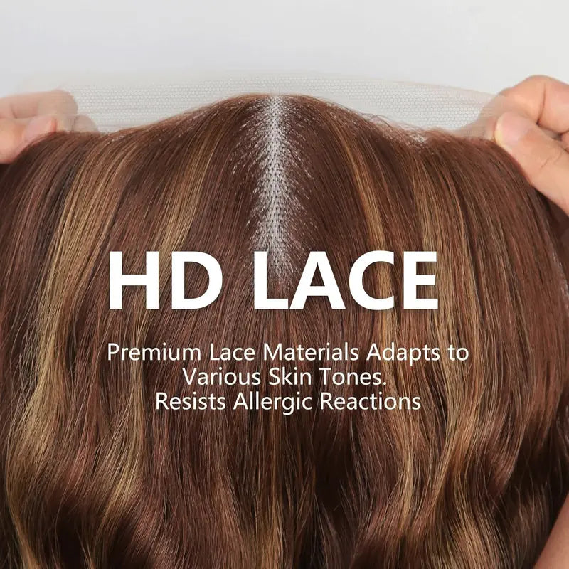 ✨ Balayage Blonde Wavy Bob Wig With Bangs – 5.5x5.5 Lace Closure ✨