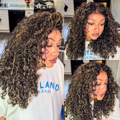 4C Curly Edges Hairline Glueless Curly Lace Front Human Hair Wig With Super Natural Hairline 220% Density
