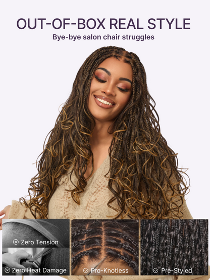 Goddess Blonde Glueless Knotless Braided HD Lace Wig