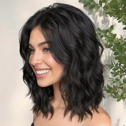✨ Balayage Blonde Wavy Bob Wig With Bangs – 5.5x5.5 Lace Closure ✨
