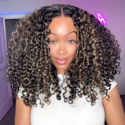 4C Curly Edges Hairline Glueless Curly Lace Front Human Hair Wig With Super Natural Hairline 220% Density