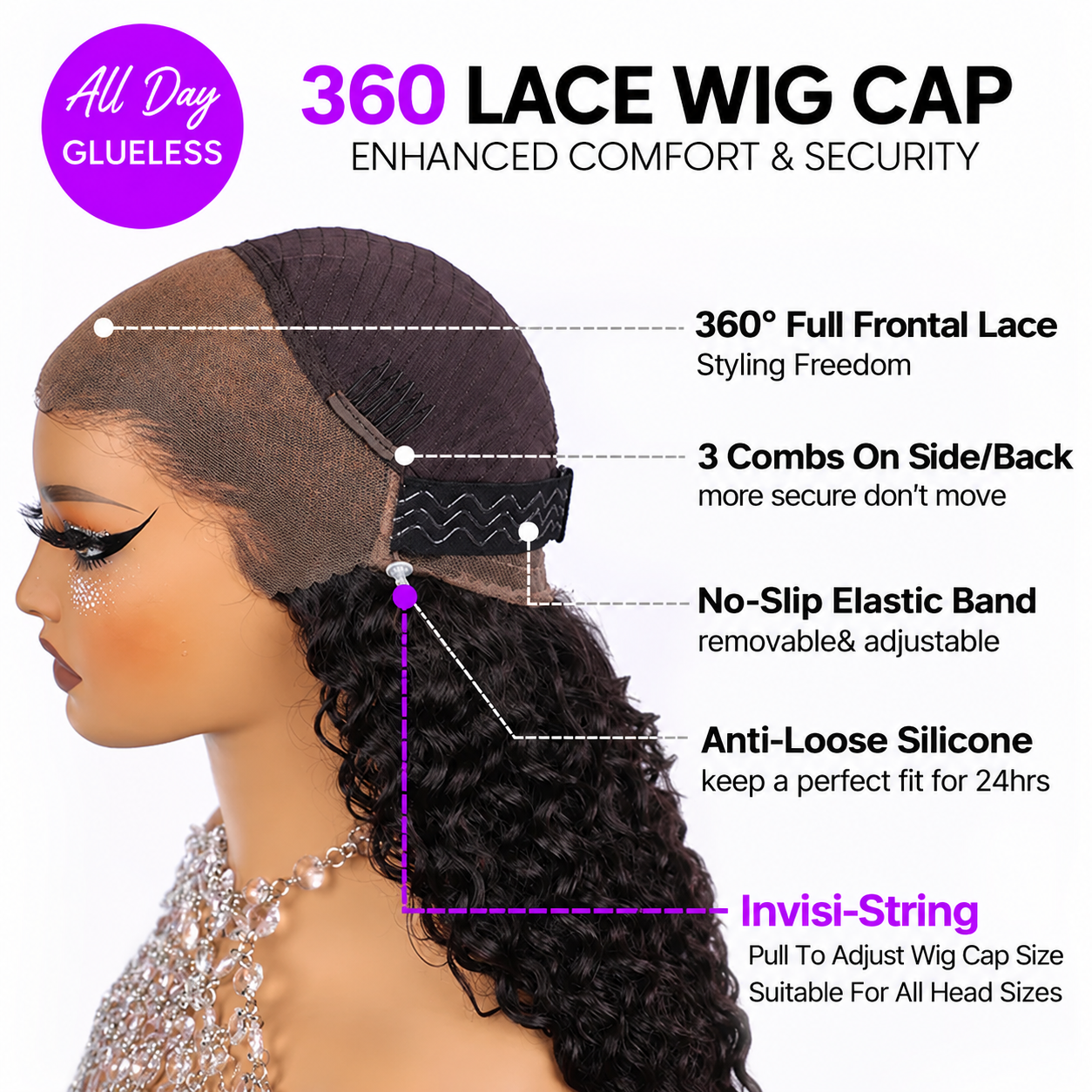 4C Curly Edges Hairline Glueless Curly Lace Front Human Hair Wig With Super Natural Hairline 220% Density