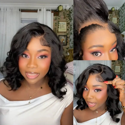 🔥Last Day: 50% Off🔥 Pre-Styled Body Wave Short Bob Wig Transparent Lace Wigs